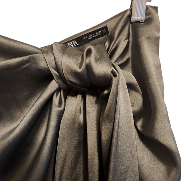 ZARA SATIN KNOTTED MIDI MAXI SKIRT SIZE L - Picture 8 of 14